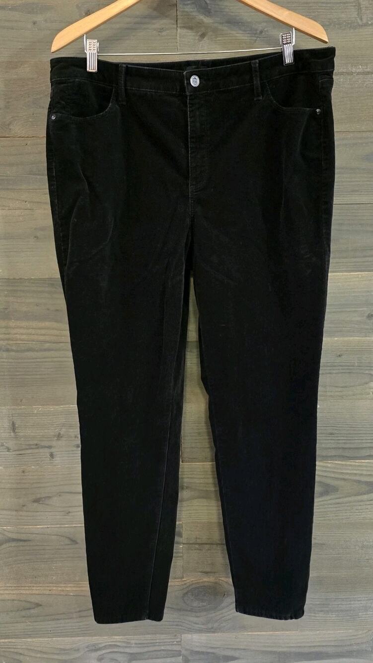 Talbots Womens Pants Size 16 Black Corduroy Hight Waist Jegging Ankle